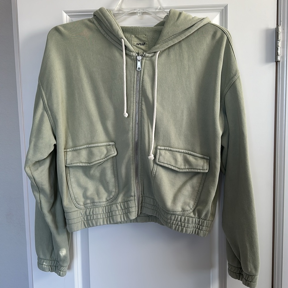 Aerie cropped zip up hoodie L - Picture 3 of 5
